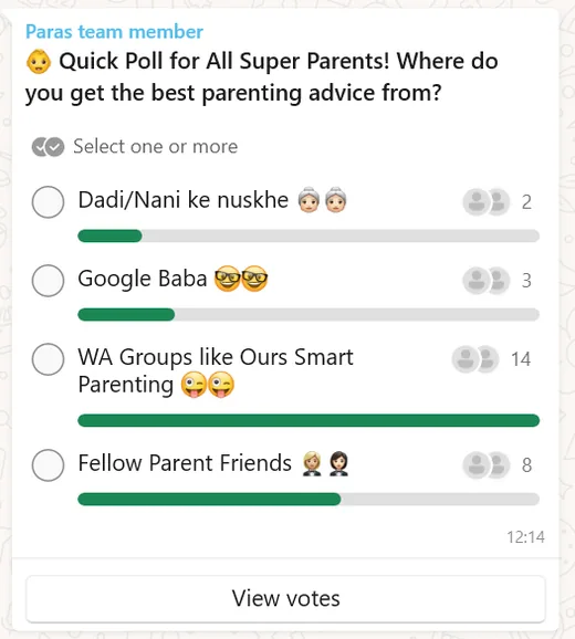 Poll asking parents where they get the best parenting advice.