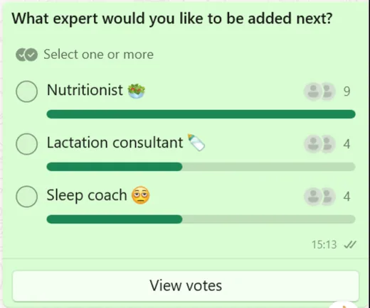 Poll asking which expert parents want added next.